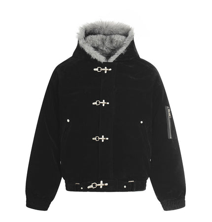 Faux-Fur Hooded Flight Jacket