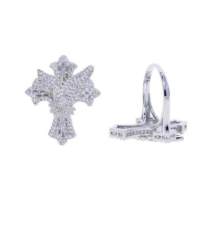 The new dove of peace cross full of diamond rings, hip hop tide men's and women's ins, light luxury design, high-end sense of versatile rings
