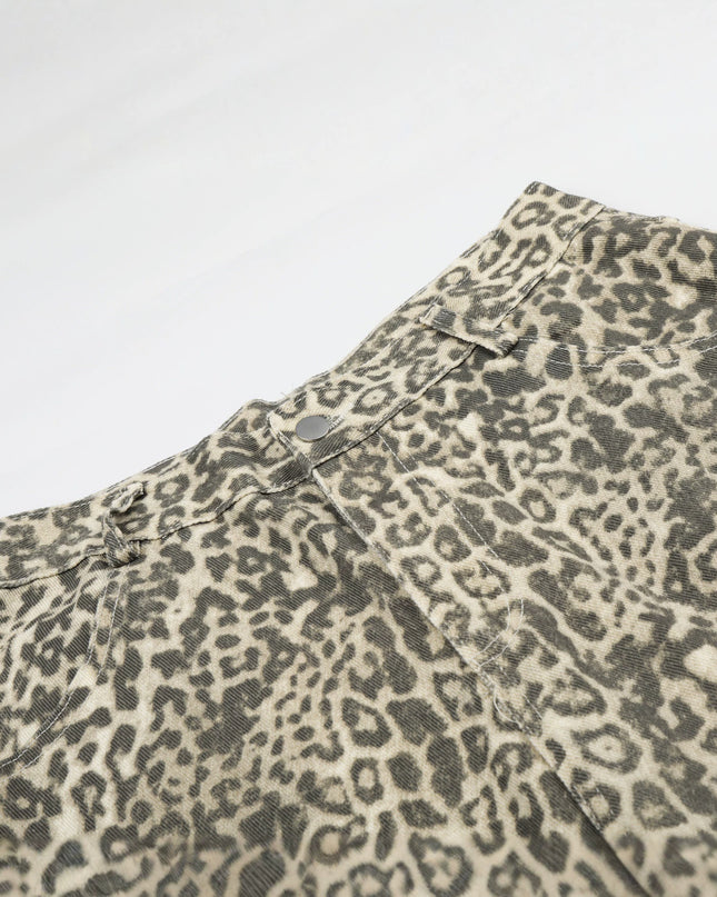 Leopard Print Cargo Shorts
