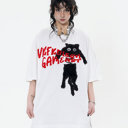 Cat Towel Embroidered Tee