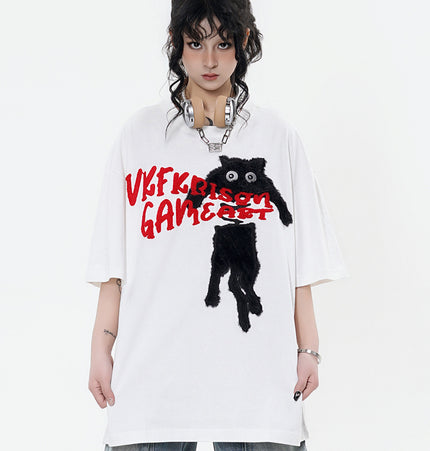 Cat Towel Embroidered Tee