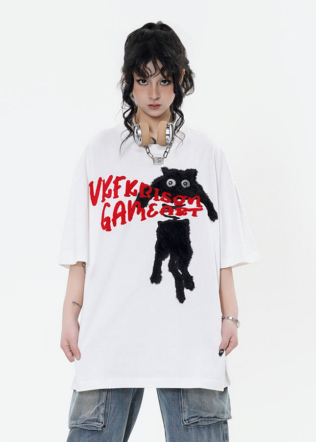 Cat Towel Embroidered Tee