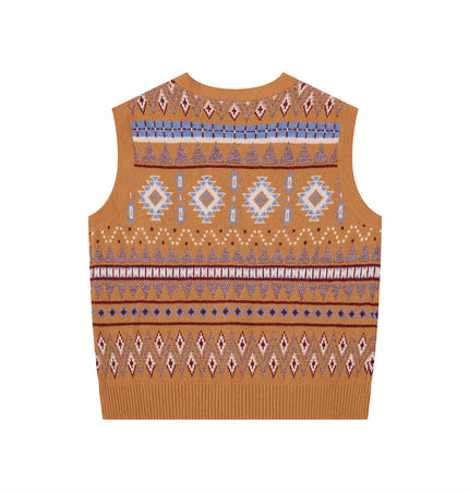 Diamond Jacquard Cardigan Vest