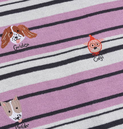Puppy Embroidered Stripe Sweater Vest