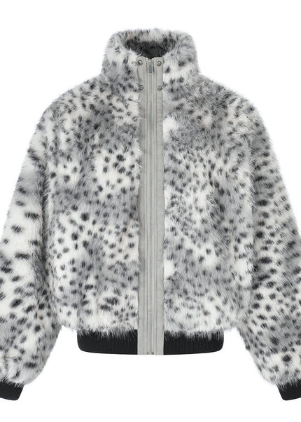 Leopard Faux-Fur Collar Jacket
