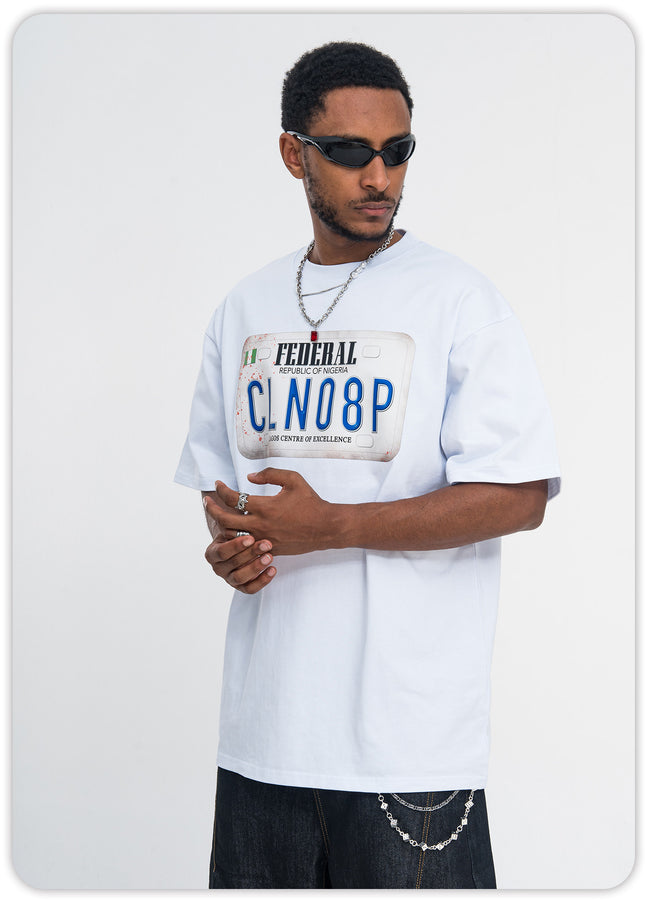 ONSEVENINE American street small neckline 280g heavy cotton short sleeve T-shirt for men and women summer loose hip hop