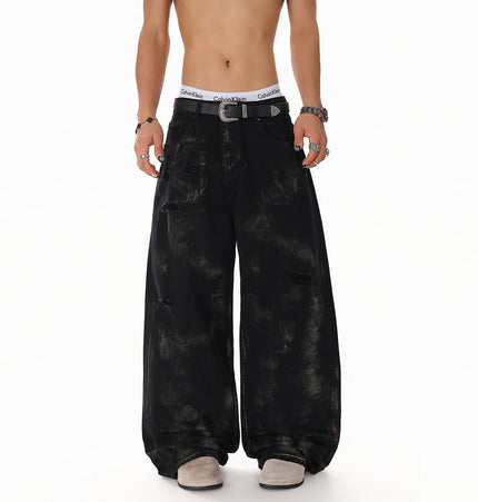 Patchwork Graffiti Washed Jeans