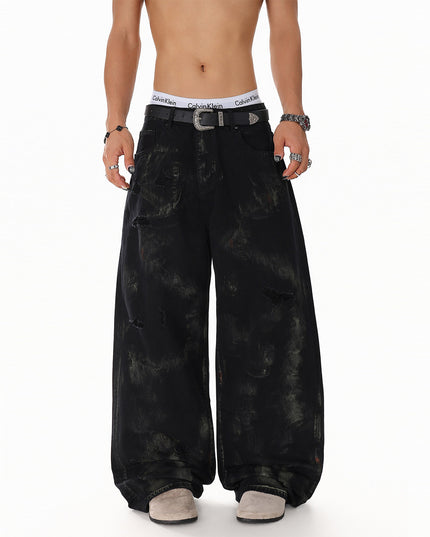 Patchwork Graffiti Washed Jeans