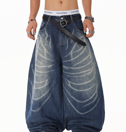 Rhinestone Scratch Denim
