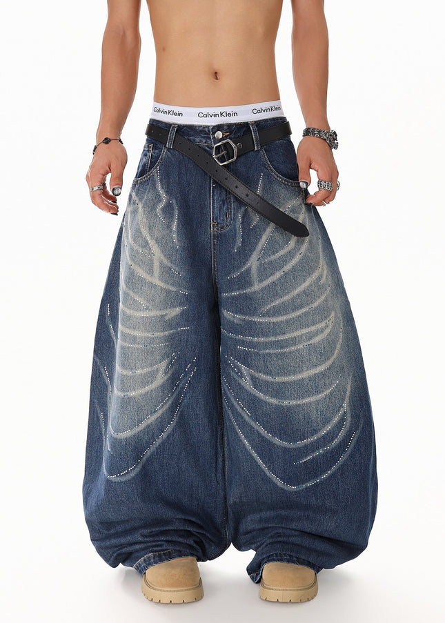 Rhinestone Scratch Denim