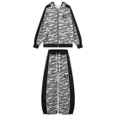 Camo Patchwork Hoodie Set