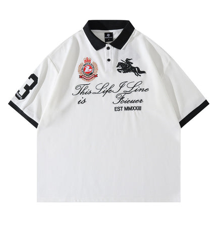 Badge-Embroidered Color-Block Polo