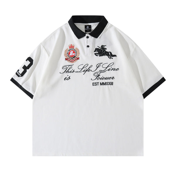 Badge-Embroidered Color-Block Polo