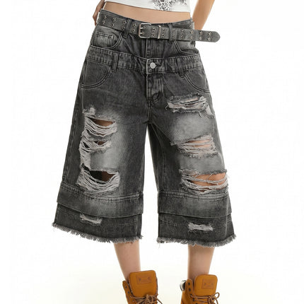 Double Waist Cropped Jeans