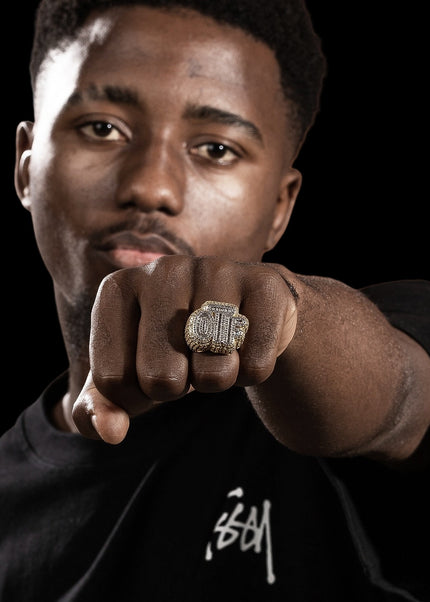 OTF Alphabet Hip-Hop 5A Zircon-Inlaid Trendy Brand Ring for Men, Hip-Hop Personality Fashion Versatile Ring, European and American Style