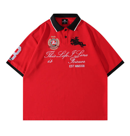 Badge-Embroidered Color-Block Polo