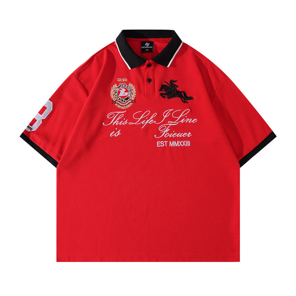 Badge-Embroidered Color-Block Polo