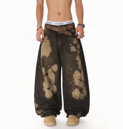 Ripped Tie-Dye Wide-Leg Jeans
