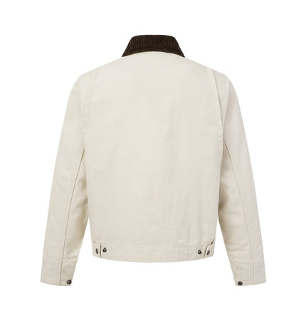 Contrast-Collar Canvas Work Jacket
