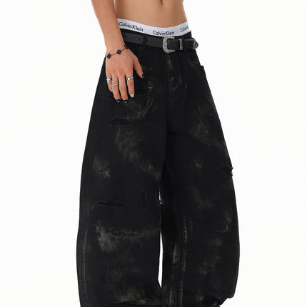 Patchwork Graffiti Washed Jeans