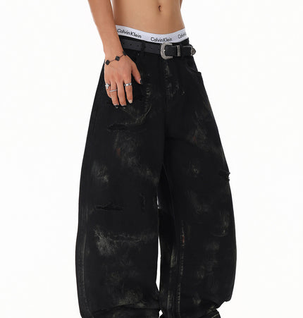 Patchwork Graffiti Washed Jeans