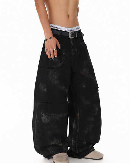 Patchwork Graffiti Washed Jeans