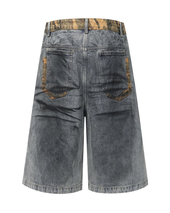 Jiayiku's 2026 new high street American retro wasteland feng shui washed stained denim shorts deconstruct cropped pants for men