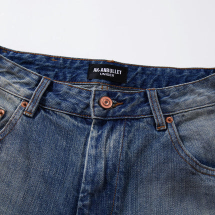 Water Ripple Washed Scimitar Jeans