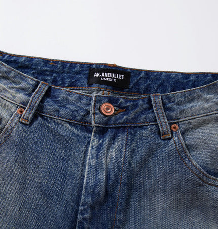 Water Ripple Washed Scimitar Jeans