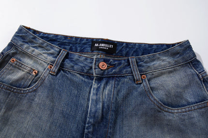 Water Ripple Washed Scimitar Jeans