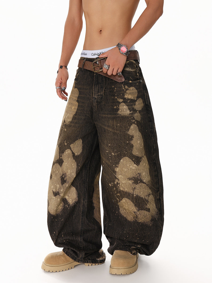 Ripped Tie-Dye Wide-Leg Jeans