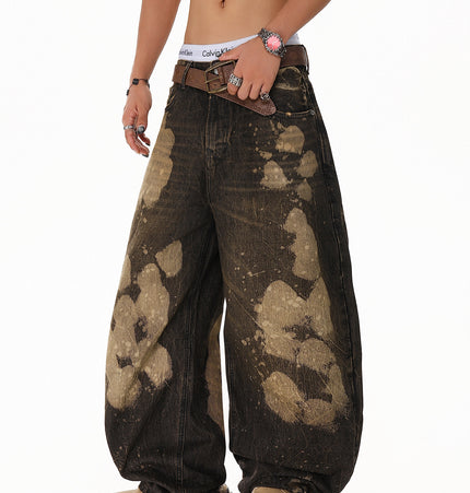 Ripped Tie-Dye Wide-Leg Jeans