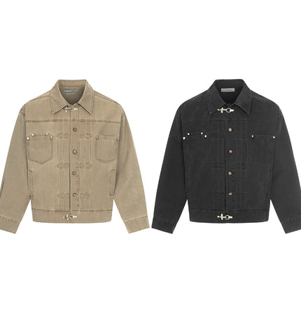 Punk Cropped Denim Work Jacket