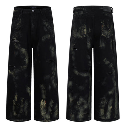 Patchwork Graffiti Washed Jeans
