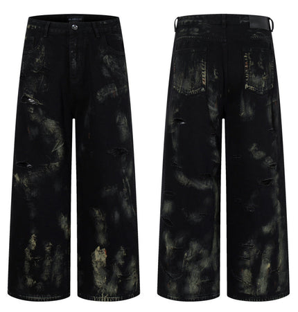 Patchwork Graffiti Washed Jeans
