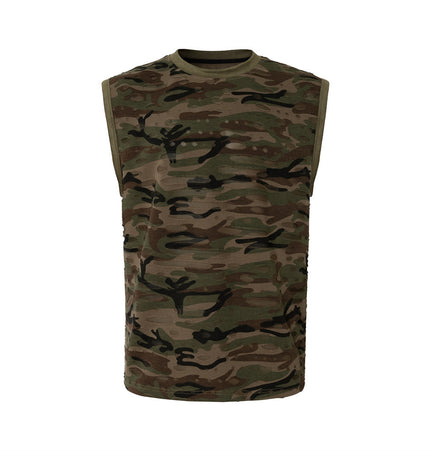 Distressed Camo Wide-Shoulder Tank