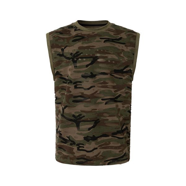 Distressed Camo Wide-Shoulder Tank
