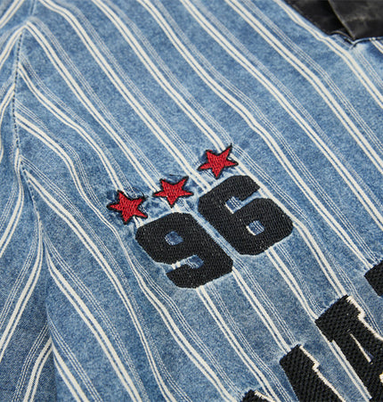 American baseball uniform summer men's polo shirt vintage American ins street trend letter embroidery contrast lapel T-shirt