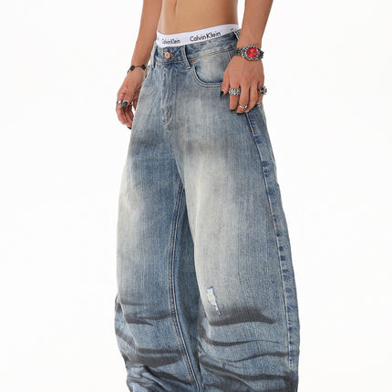 Water Ripple Washed Scimitar Jeans