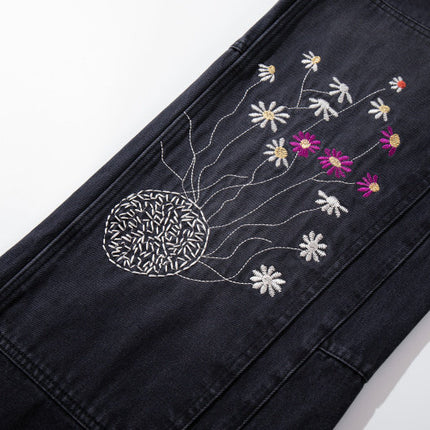 Floral Embroidered Vintage Jeans