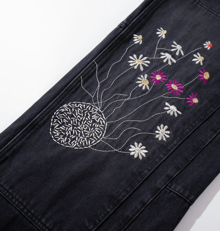 Floral Embroidered Vintage Jeans