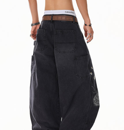 Floral Embroidered Vintage Jeans