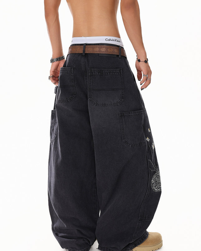 Floral Embroidered Vintage Jeans