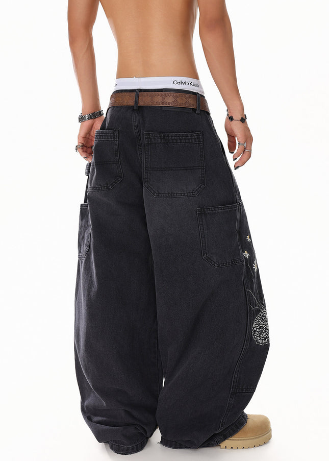 Floral Embroidered Vintage Jeans