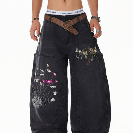 Floral Embroidered Vintage Jeans