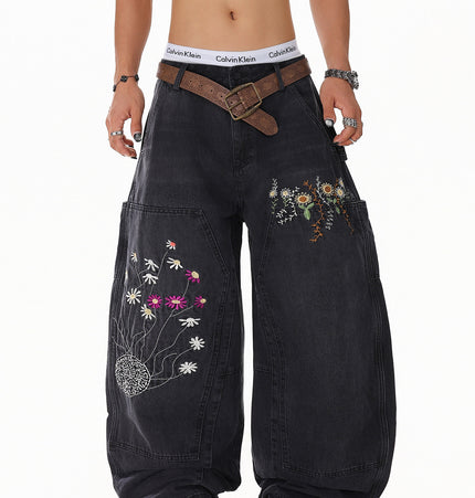 Floral Embroidered Vintage Jeans