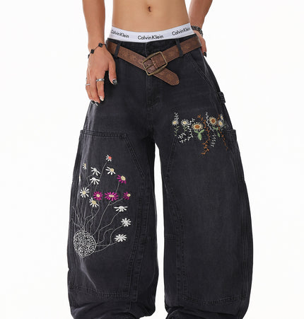 Floral Embroidered Vintage Jeans