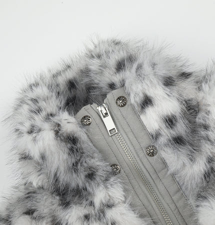 Leopard Faux-Fur Collar Jacket