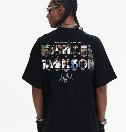 Spring/Summer 2026 Michael Jackson American Street Couple Top Direct Spray Print Washed Men's Short Sleeves