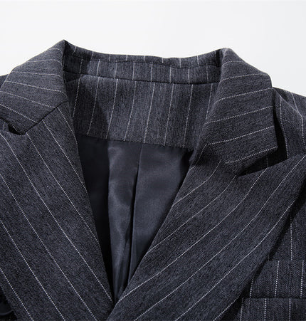 Pinstripe Single-Button Suit Set